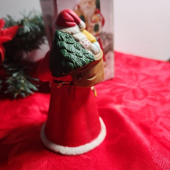 Porcelain Santa Clause Dinner Bell Christmas Holiday 4 1/4" Seasonal Decor - Picture 4 of 9